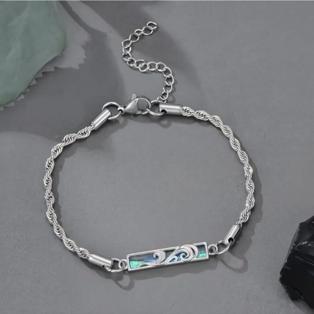 🩵⏭️NIB Sterling Silver Abalone Shell Ocean Waves Bracelet
